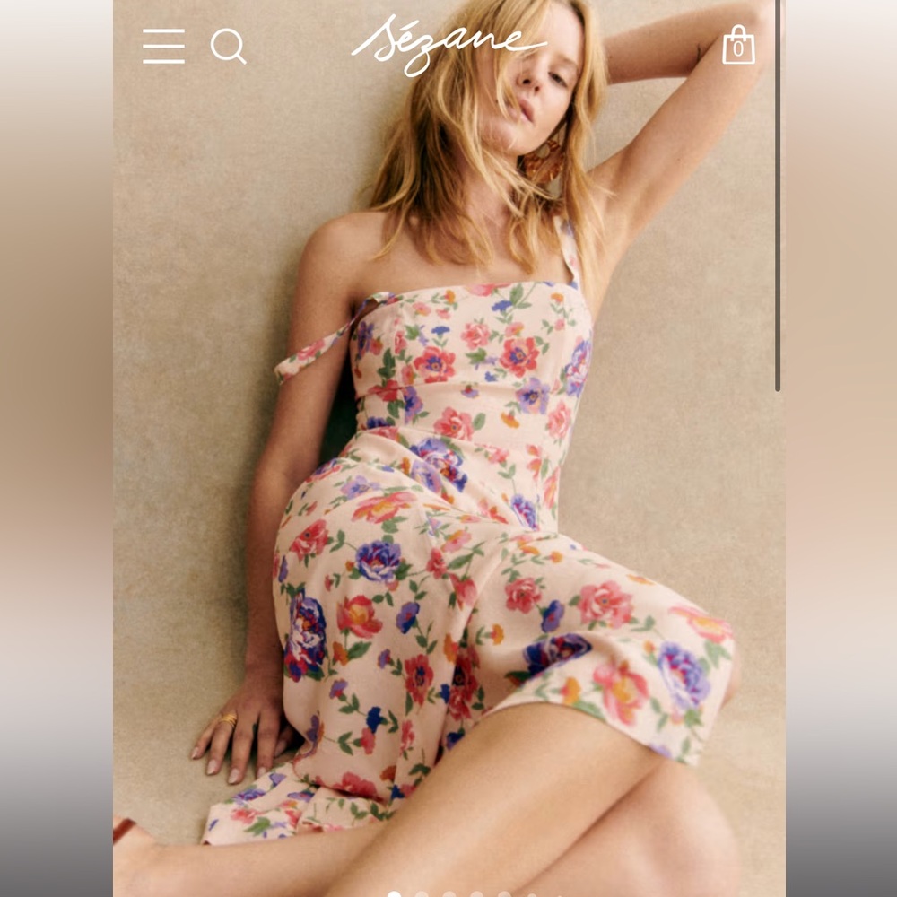 Sezane beautiful floral silk rosella dress small (French 36)